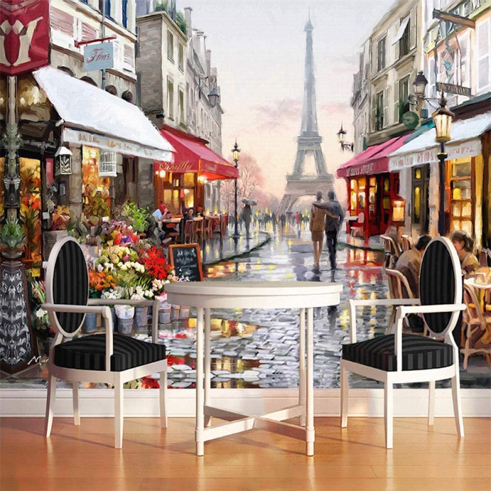 Papel Pintado De Fondo De Tv - Vista Posterior De La Pareja En La Calle De La Ciudad Papel Tapiz Para Decoración De Sala De Estar Mural 3D Sin Costuras Papel Tapiz Para Sala De 250(ancho)x175(alto) cm