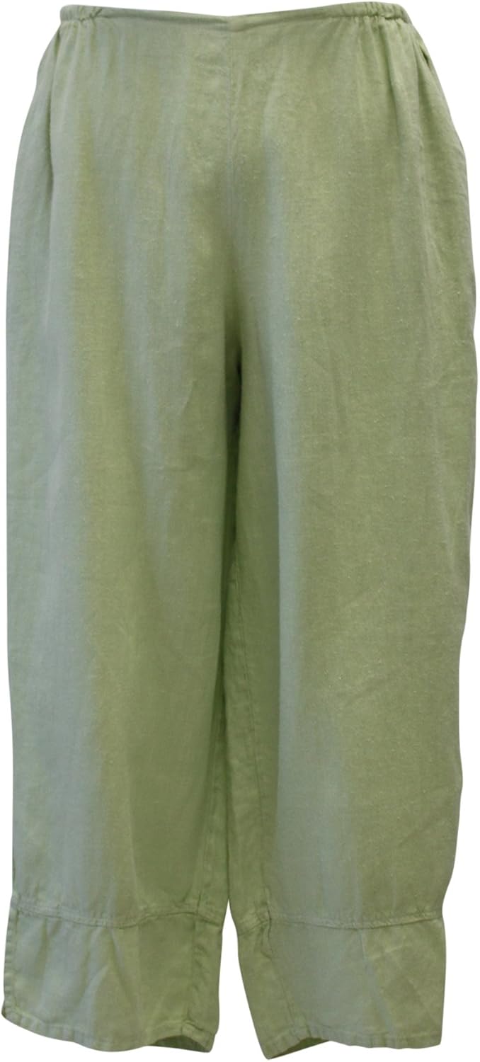 Liz and Jane Women's Linen Flood Pant Plus Size (1X, Light Green) at