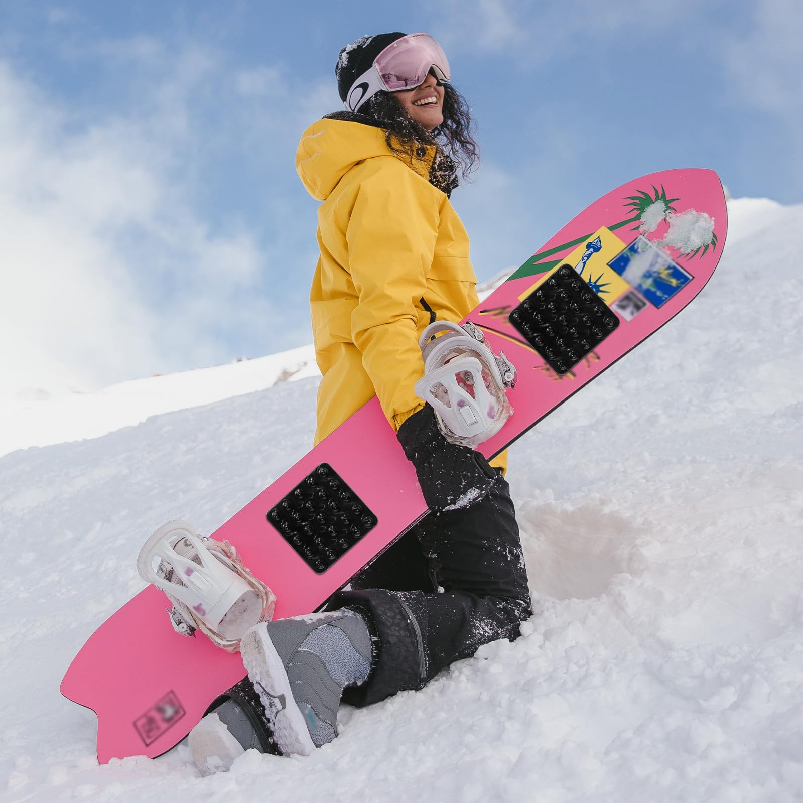 2szt Snowboard Stomp Pads, Antyposlizgowe Czarne Snowboard Stomp Pads Samoprzylepna Snowboard Step Pad Winter Zapewnia Dodatkowa Przyczepnosc Podczas Jazdy na Snowboardzie