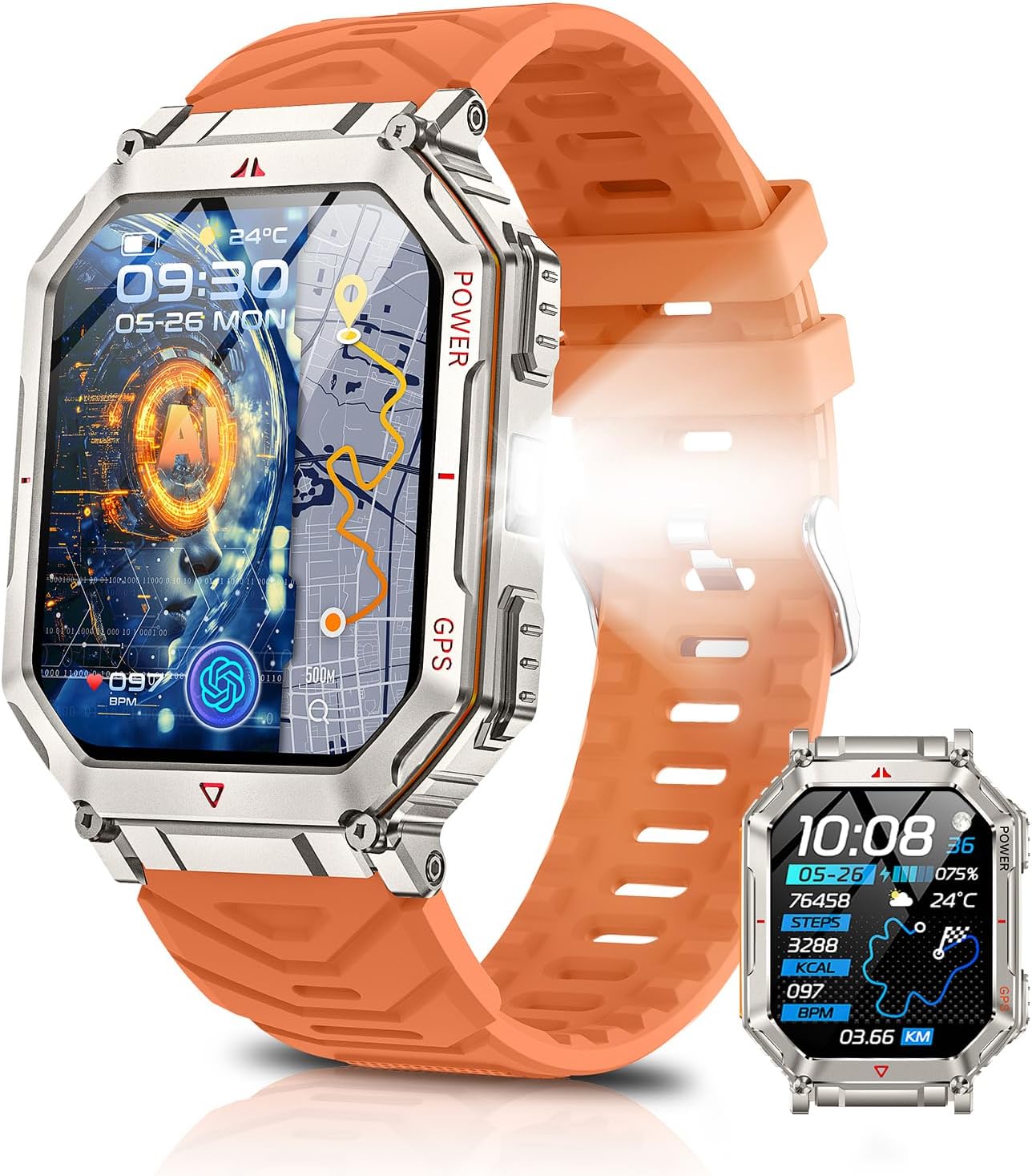 スマートウォッチ【2025最新型 ChatGPT搭載 内蔵GPS】AI文字盤