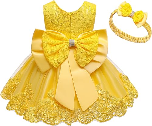 Jup'Elle Vestidos de niña de flores para boda, vestido bordado formal para niñas, vestido de princesa para bebé, para desfiles, fiesta, con tocado