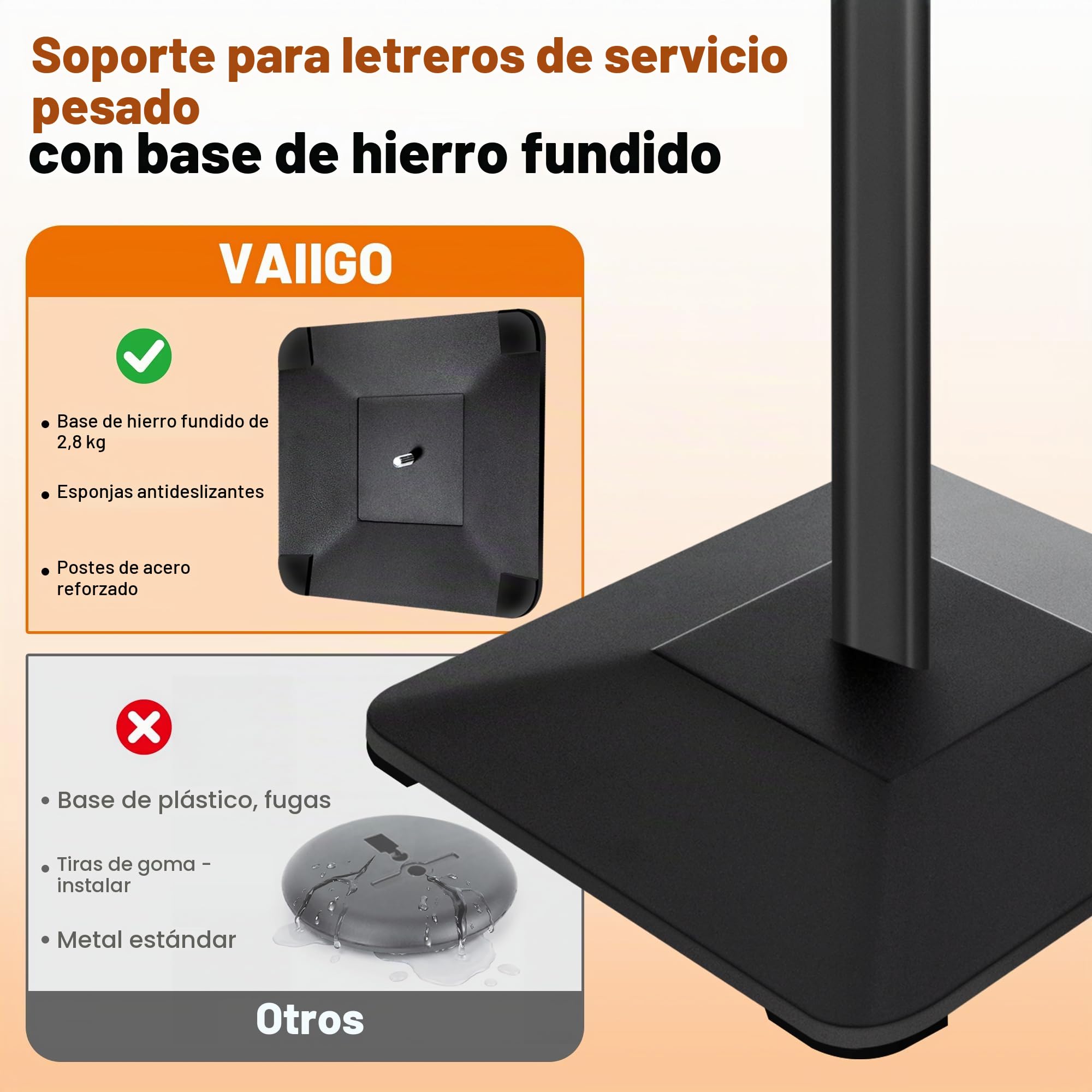 A3 Cartel de pie, ajustable Menú Aviso soporte de exhibición con base de hierro fundido de alta resistencia, publicidad, ventas, señalización Snap Frame Display Stand, Negro
