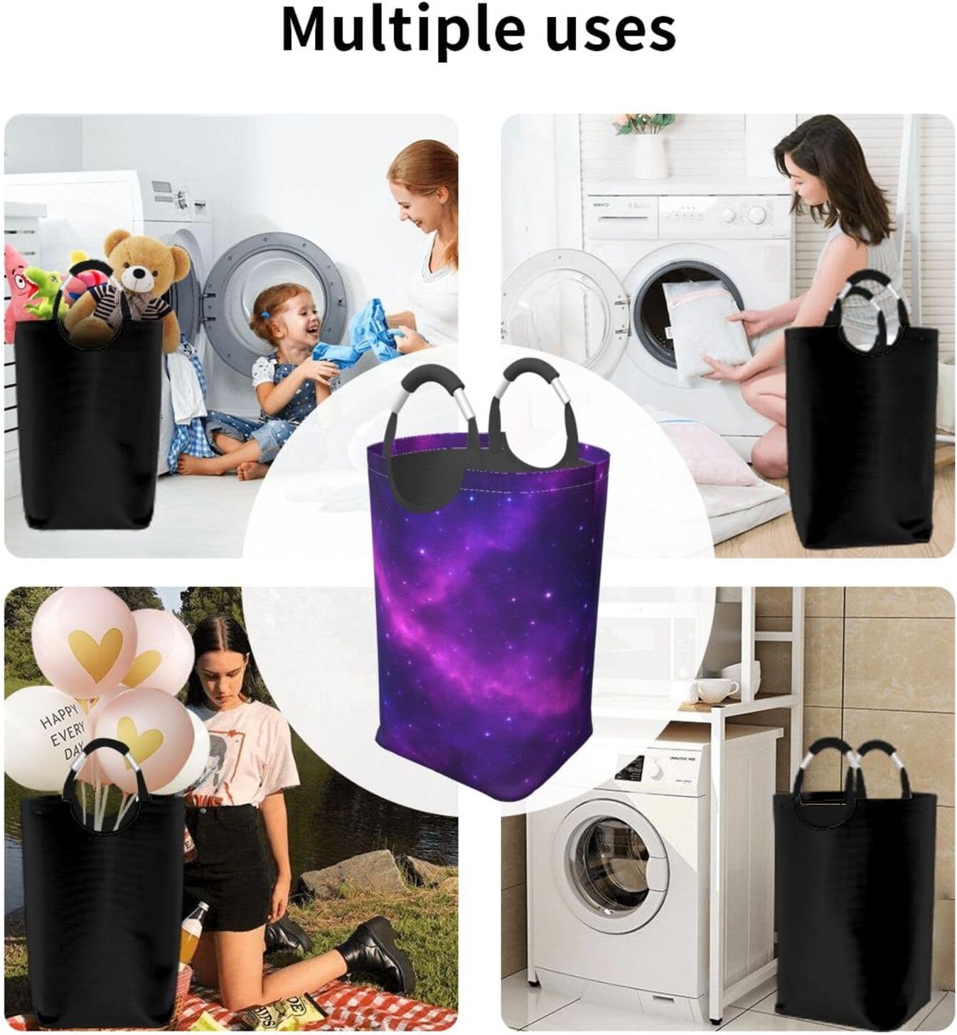 50l Laundry Basket Starry Night Waterproof Laundry Hamper Foldable Clothes Laundry Bag With Handles
