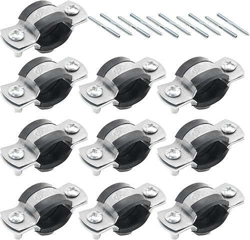 Miniatura 7 de VIKKSAER 10 abrazaderas de soporte de tubo ajustables, abrazadera de tubería colgador de anillo dividido, abrazadera de soporte de tubería