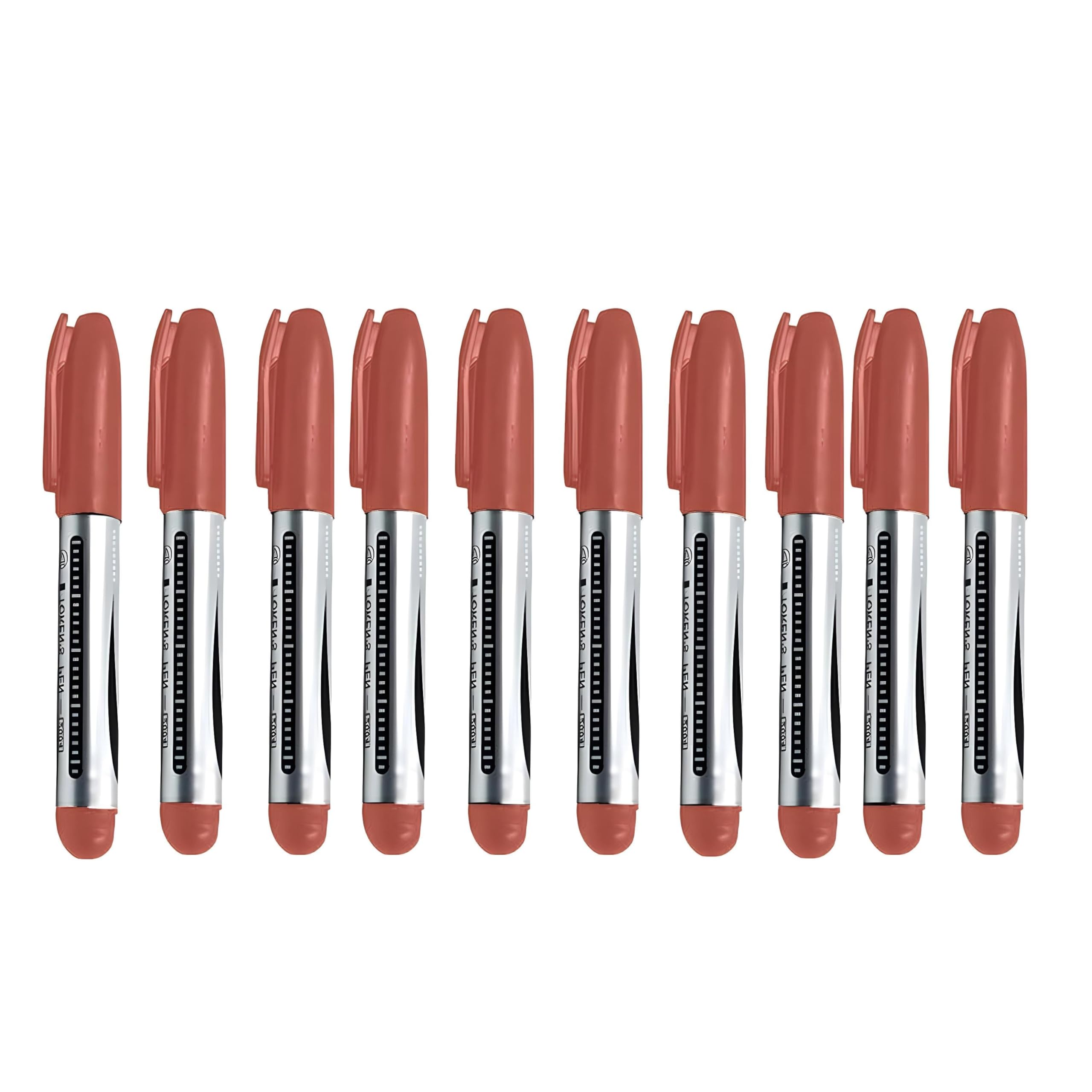 Oblivion Permanent Marker Pen Maroon – Multipurpose Writing Fine Tip, Fast-Drying, Smudge-Free Ink, Refillable and Water-Resistant, Suitable for Glass, Plastic, Office & Professional Use (Pack of 10)