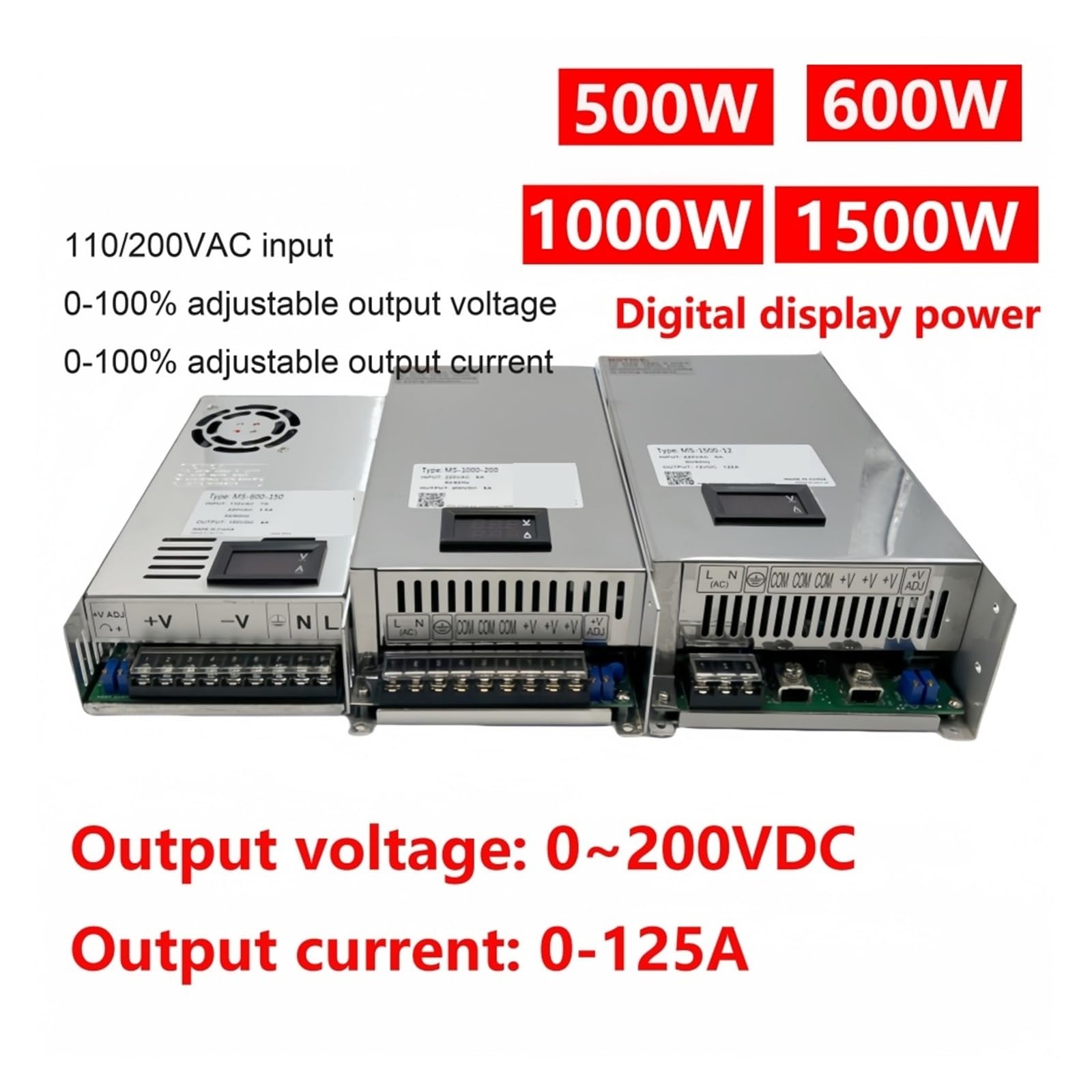 Fuente de alimentación ajustable de 500W 600W 1000W 1500W 0-12V a 0-200V