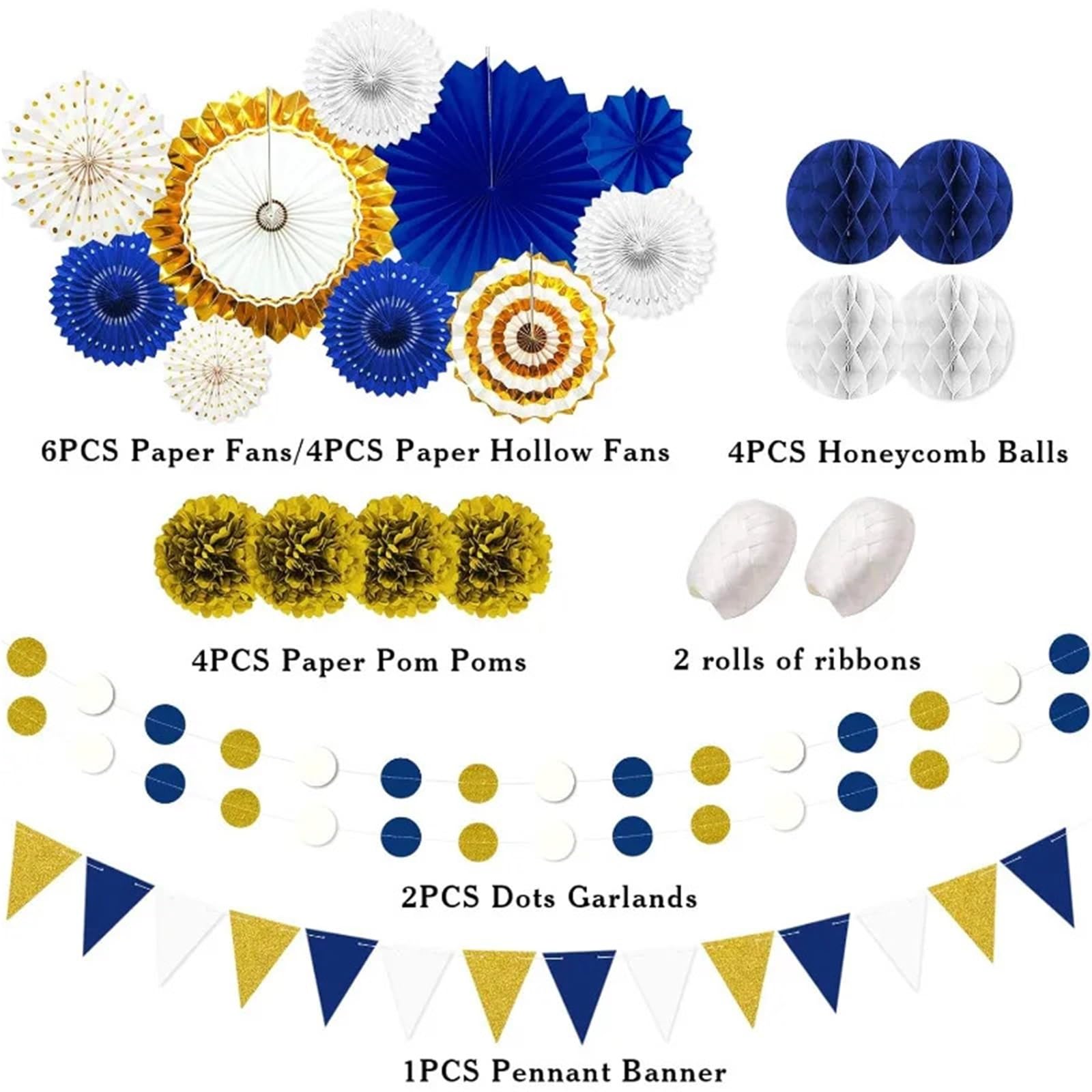 23 pièces : guirlande de pompons, fleurs, éventails en papier, pois, triangles et fanions décoratifs for une fête d'anniversaire ou remise diplômes(Red black white)