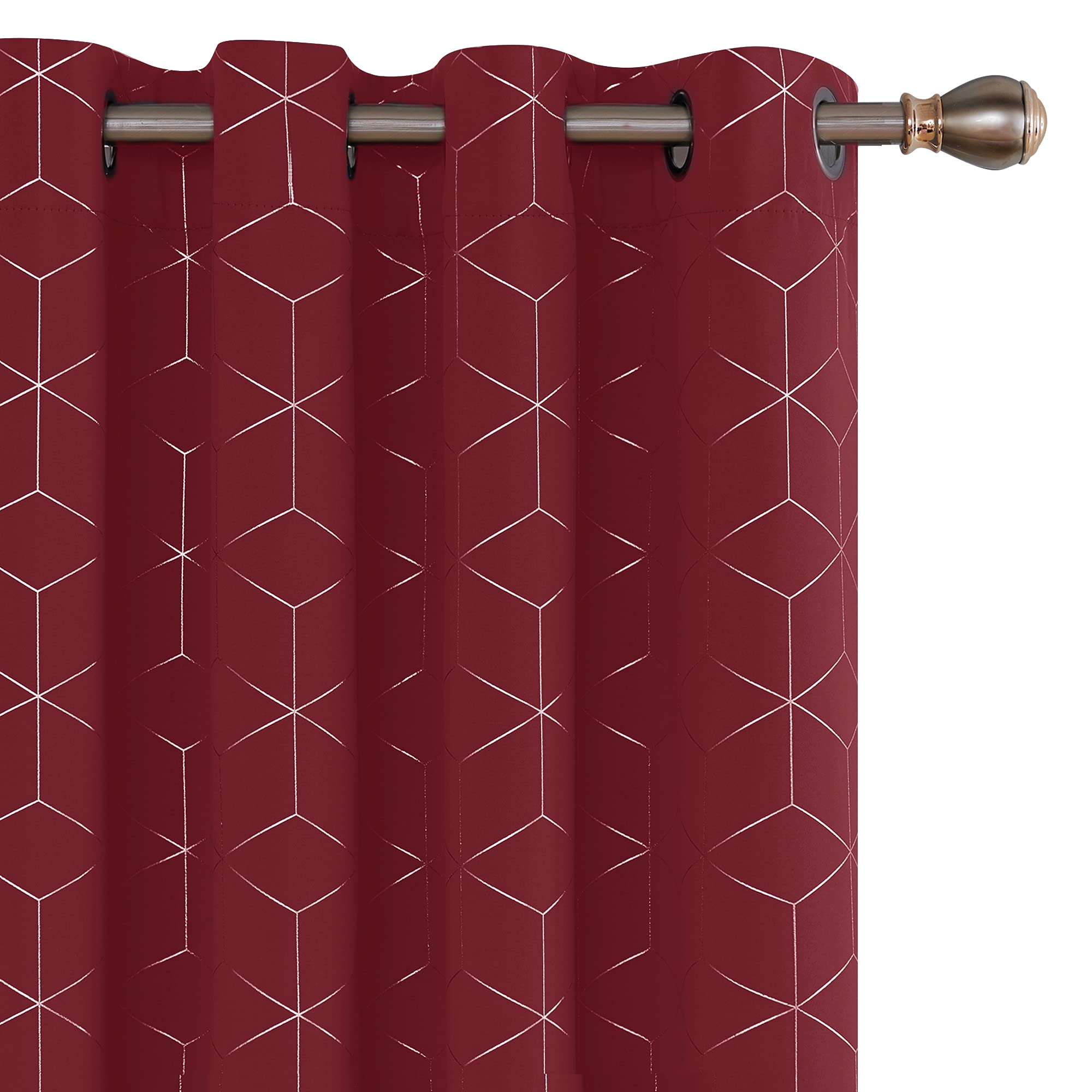 Deconovo Blackout Curtains, Eyelet Curtains, Diamond Foil Printed Energy Saving Curtains for Bedroom, 52 x 90 Inch(Width x Length), Sky Blue, One Pair — view 34