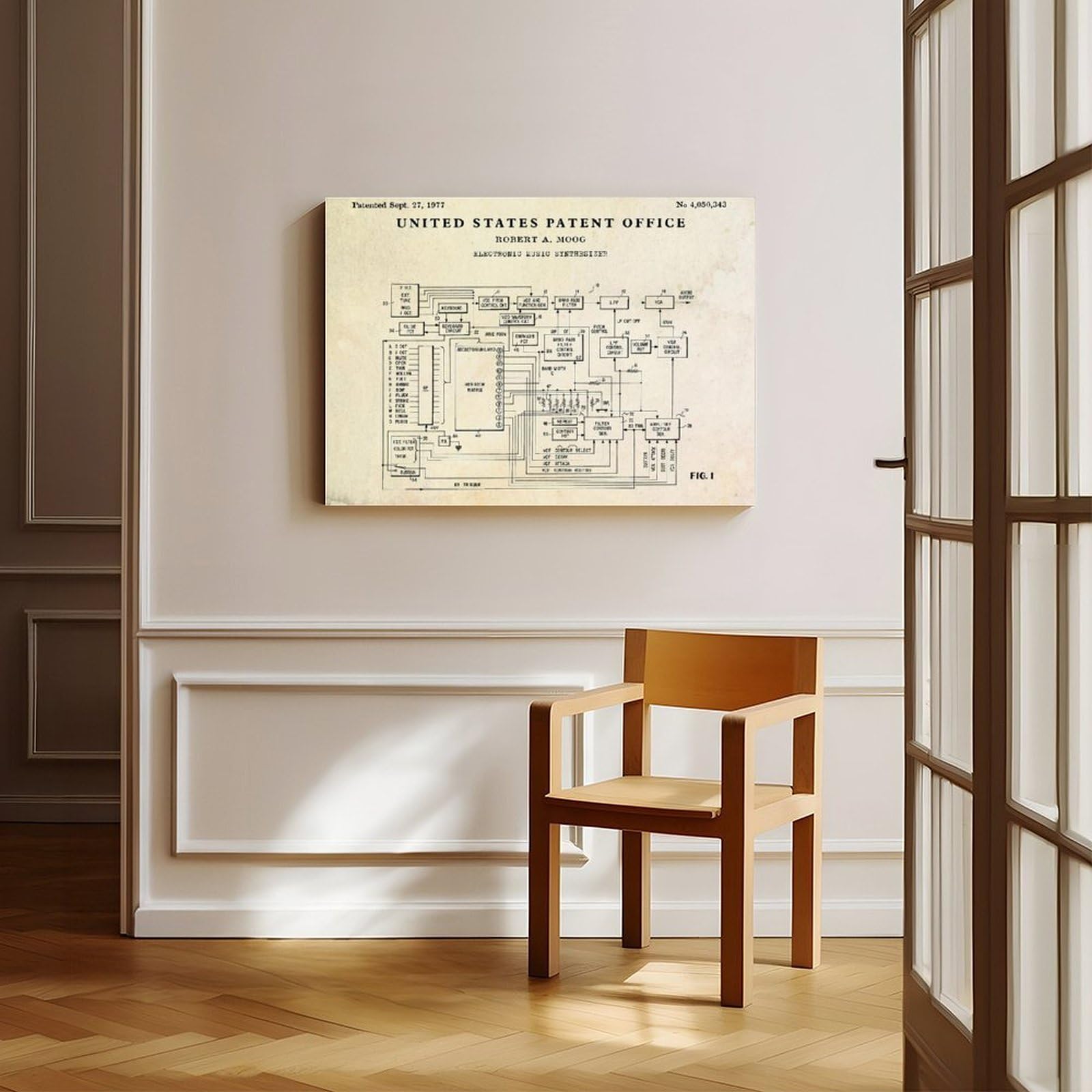WLQZFRWV Poster su tela con sintetizzatore di musica elettronica del 1977, decorazione per camera da letto, ufficio, stanza, regalo, 40 x 60 cm
