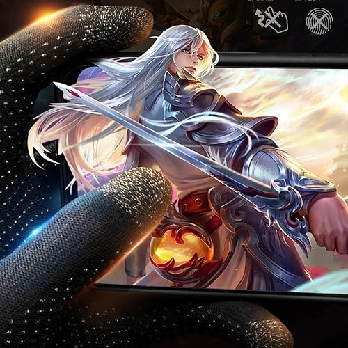 Miniatura 8 de Rakizbe Guantes de juego para controlador de juegos móvil, de alta sensibilidad, antisudor, transpirables, sin costuras, para pantalla táctil, para