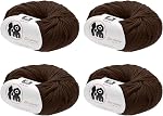 Fils de coton,100% Fil de tricotage doux en coton [pour la main DIY Coussin de sac au crochet de tricot Projets Home Decor], -4 Échevins/4×218yards/4×4,54oz/Rose Rouge