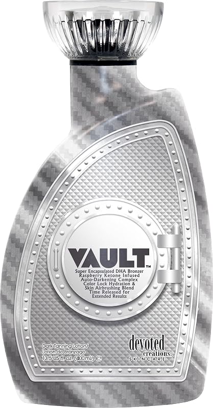 Devoted Creations Vault Loção bronzeadora escura com DHA encapsulado, bronzeadores cosméticos e naturais, fragrância Chromatic Cream e blend de colágeno vegano