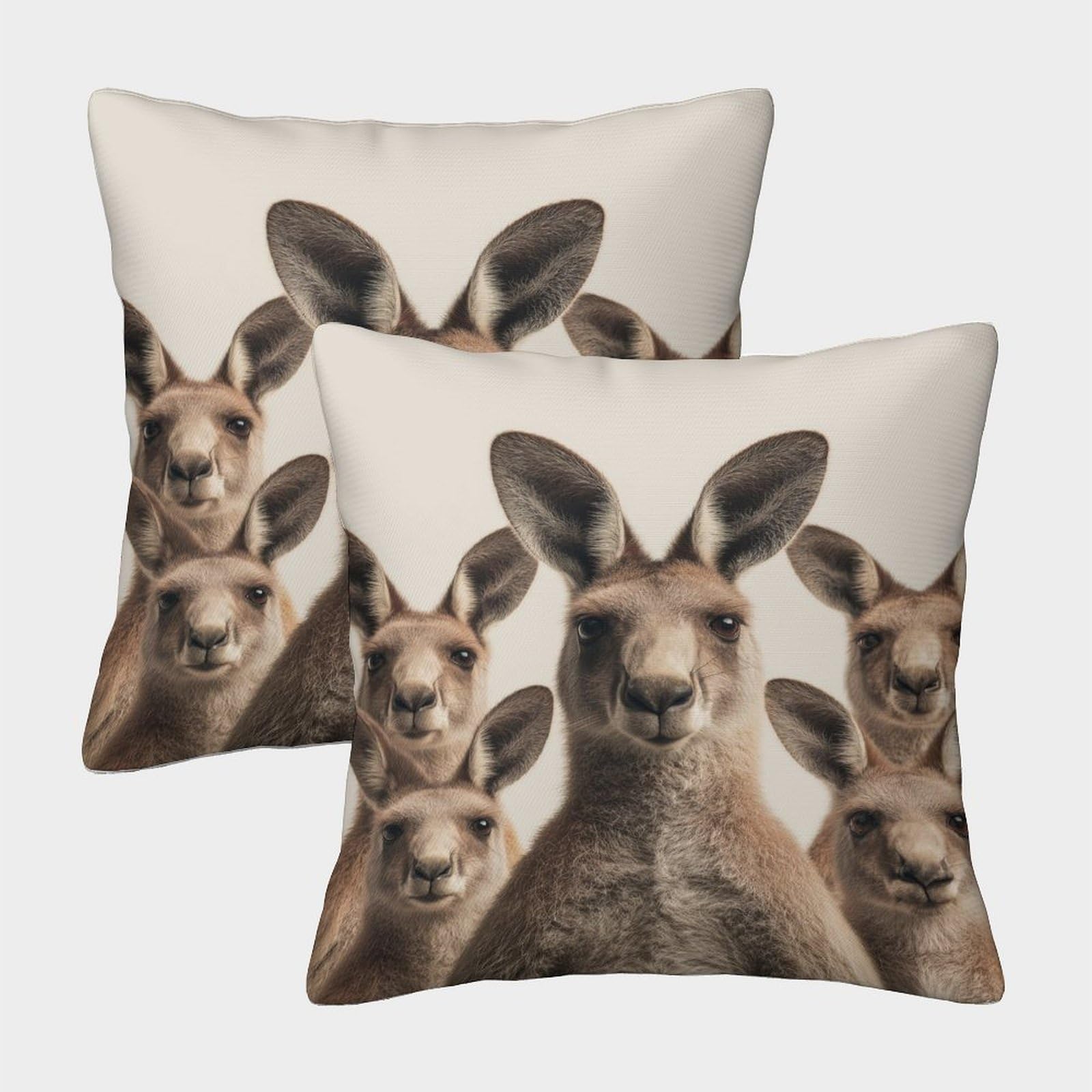 HWEICOIN 3D Printed Kangaroo Square Pillowcases Dinosaurs Square Throw Pillow Decorative Super Soft Pack of 2 for Patio,Couch, Tent, Balcony And Sofa 40x40cm