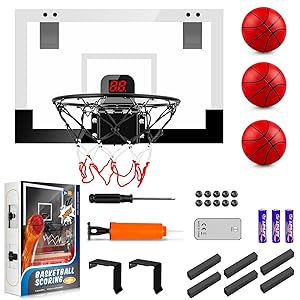 TREYWELL Indoor Basketball Hoop Boys Gifts for Teens and Adults Door Room Basketball Hoop Mini Hoop with Electronic Scoreboard, 3 Balls and Batteries Basketball Toys for 8 9 10 11 12