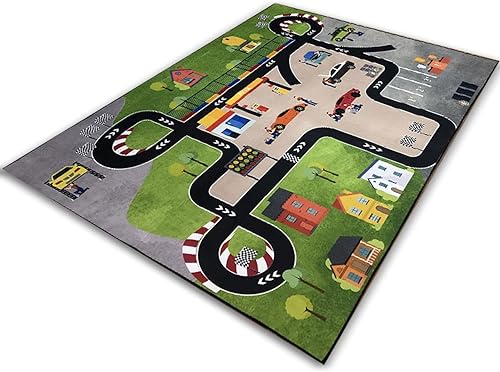 Alfombra de juego para niños, alfombra educativa de tráfico de dibujos animados para la vida urbana, alfombra de coche ideal para jugar con autos y