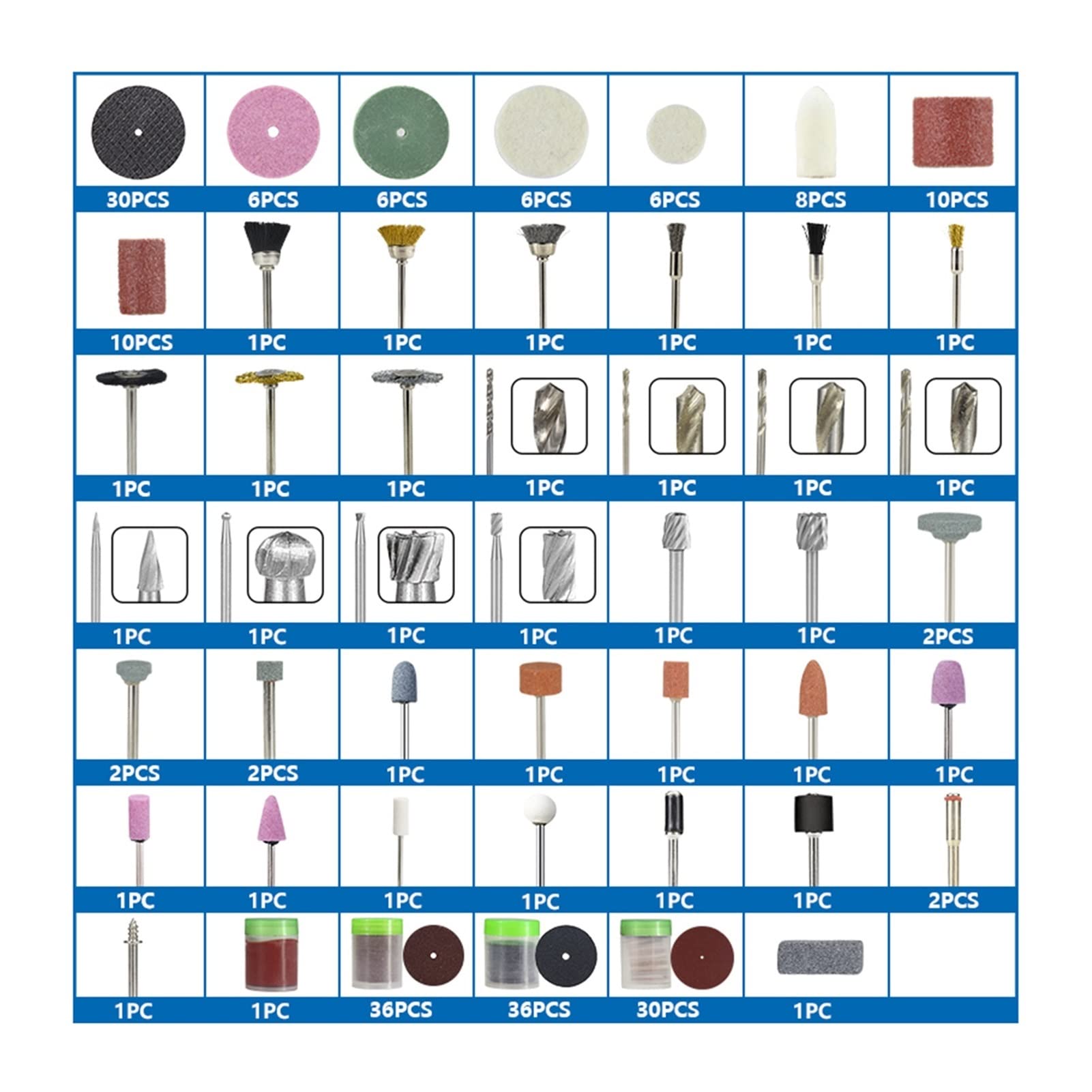 Bohrer Schleifzubehör Werkzeugset 225pcs Drehwerkzeug Zubehör Bit Set Schneiden Polieren Schleifwerkzeuge (Farbe: 225pcs Kunststoffbox)
