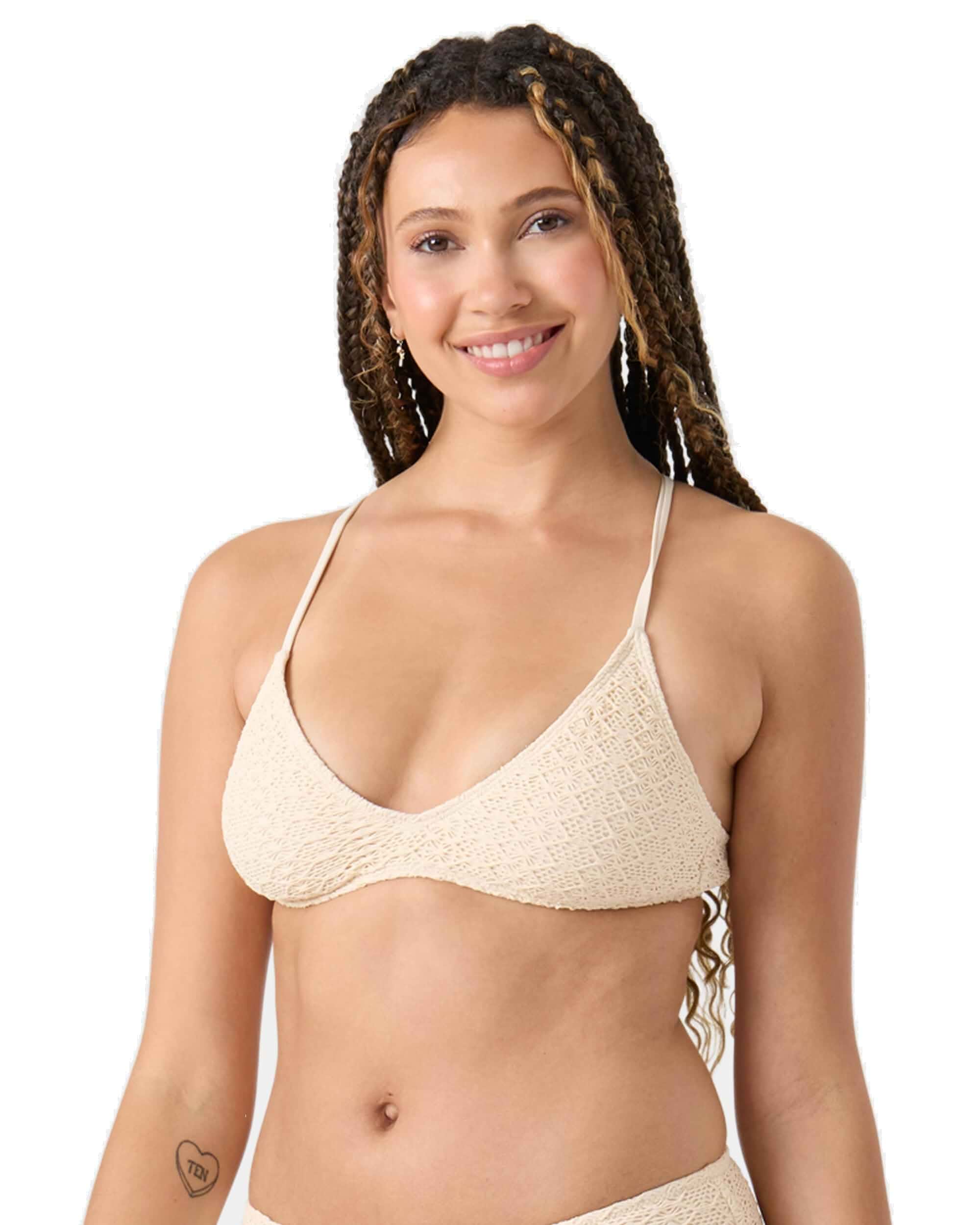 Roxy Women's Bikini Top – UPF 50+, Quick-Dry, Removable Pads, Swimsuit Top, Surf & Beachwear