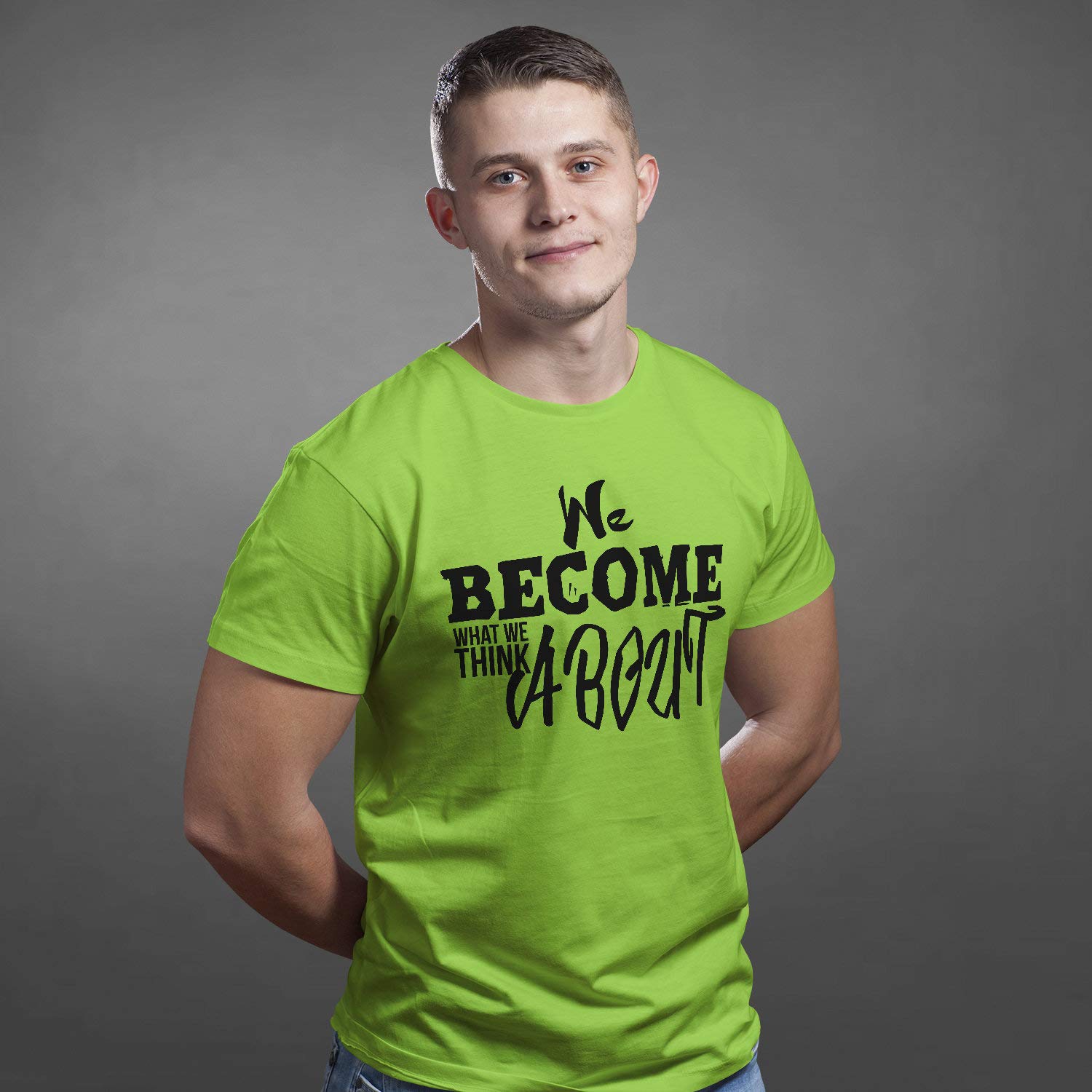 We Become camiseta unisex con frase personalizada, inspiradora para hombres, camiseta motivadora positiva con lema de motivación Amarillo amarillo XXL