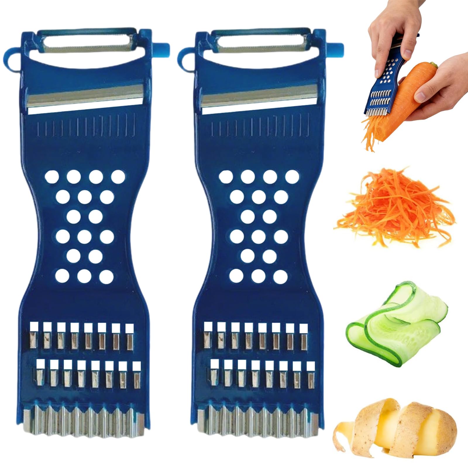 HORREX 2 Pcs 6-in-1 Multifunctional Peeler Handheld Vegetable Hairdresser