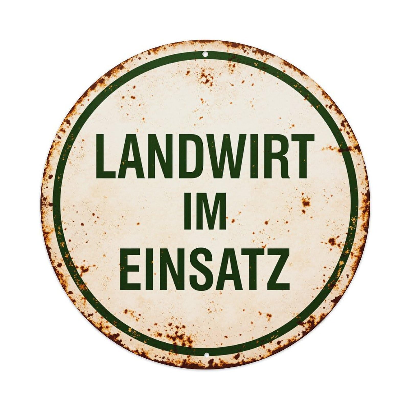 Farmer In Action Round Tin Sign Vintage Metal Poster, Home Bar Garage Man Cave Cafe Indoor & Outdoor Wall Decoration 8x8Inches