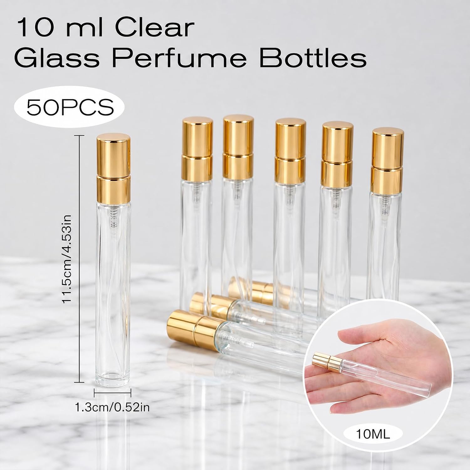 50 Pcs Mini Spray Bottles Refillable 10ml Glass Mist Spray Bottle