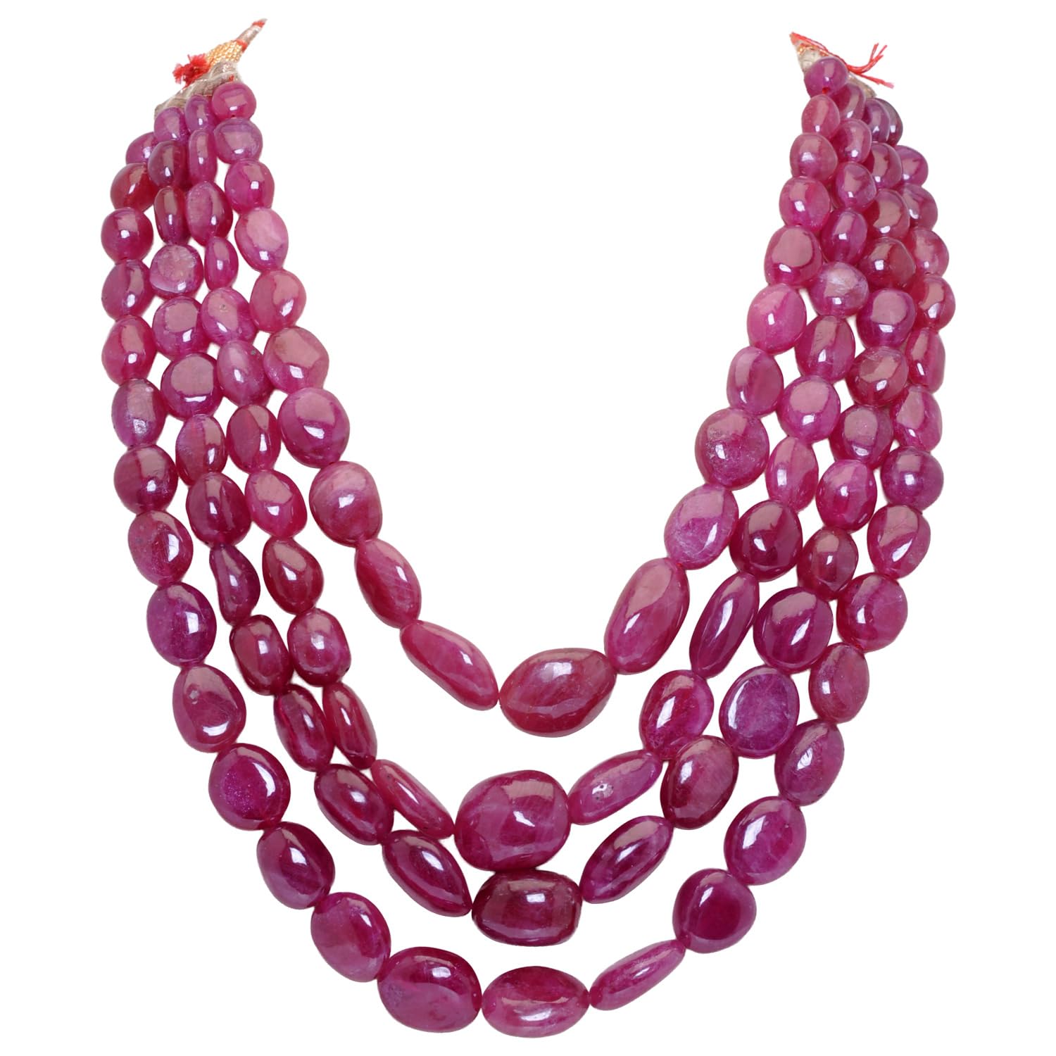 gehna Jaipur 4 Rows Necklace Of Natural Ruby Gemstone Tumbles For Girls & Women RB-1019-picture-29