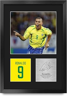 HWC Trading Ronaldo Brazil Gifts Printed Signed Autograph Picture for Football Fans and Supporters - A3 Portrait Framed Price In India