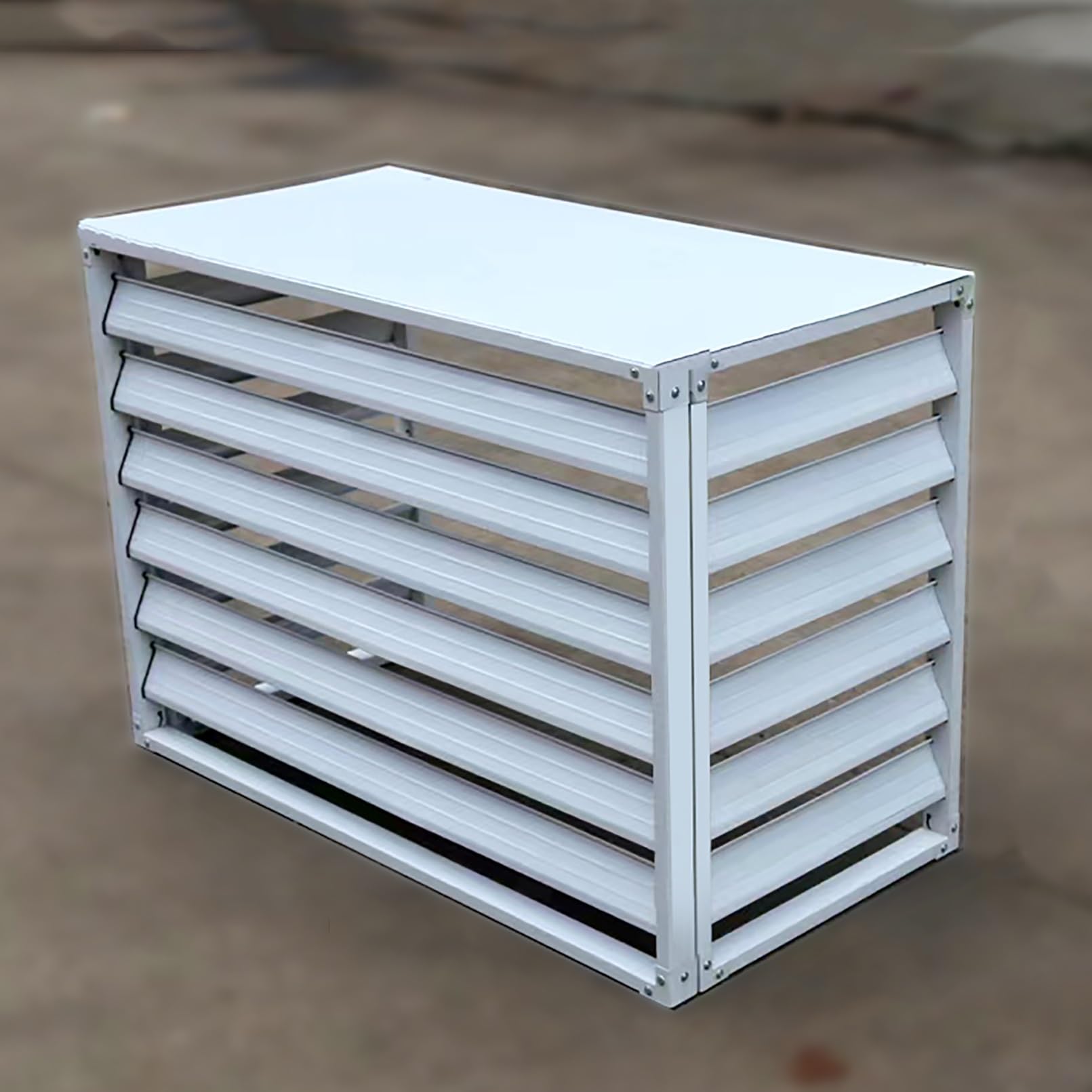 Aluminiowa osłona klimatyzatora zewnętrznego do pomp ciepła, wolnostojąca obudowa na śmieci lub klimatyzatory (biała, 110 x 60 x 80 cm)