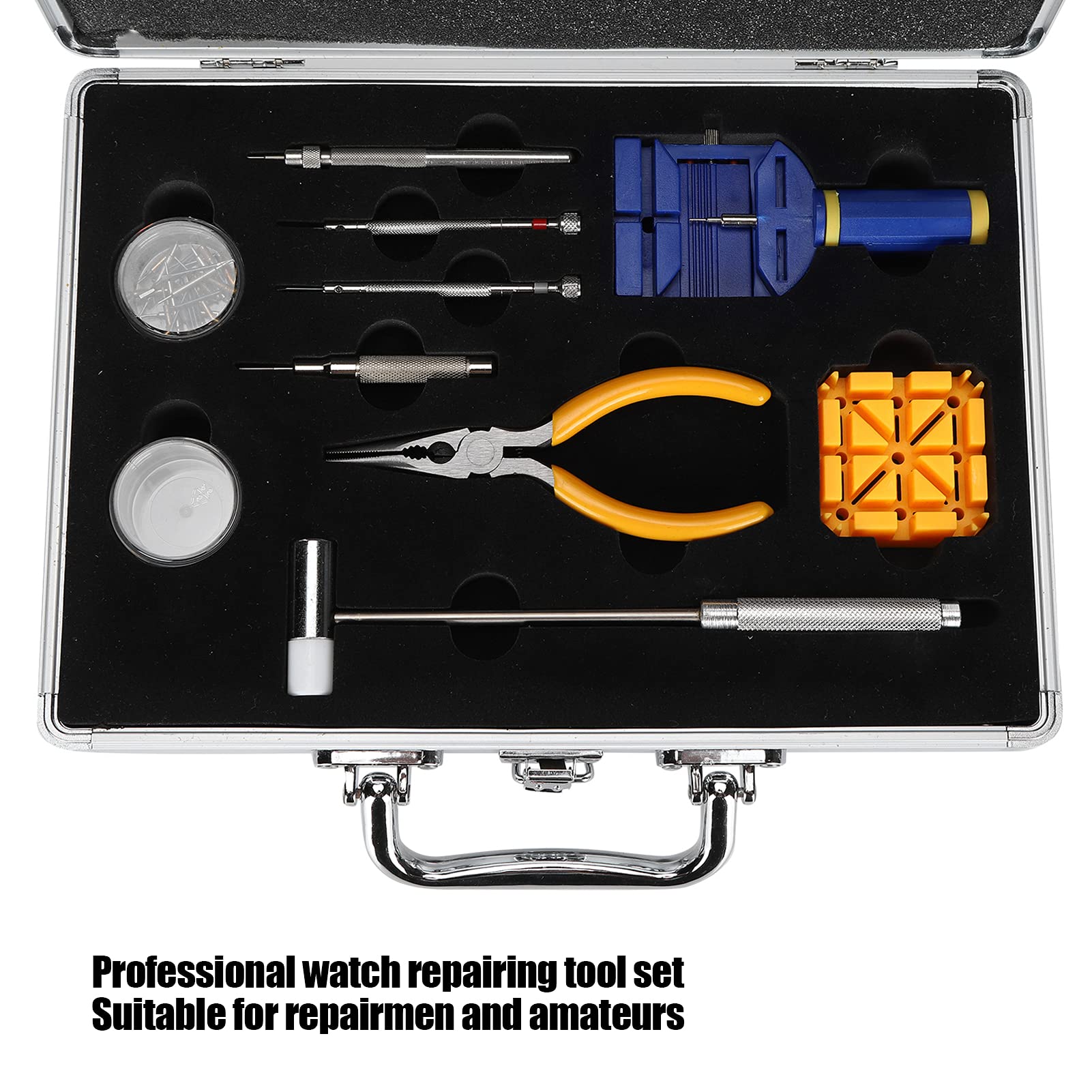 Kit de eliminación de eslabones de reloj, herramienta de reparación de removedor de pasadores de eslabones de correa de reloj, kit de reparación de relojes profesional Juego de