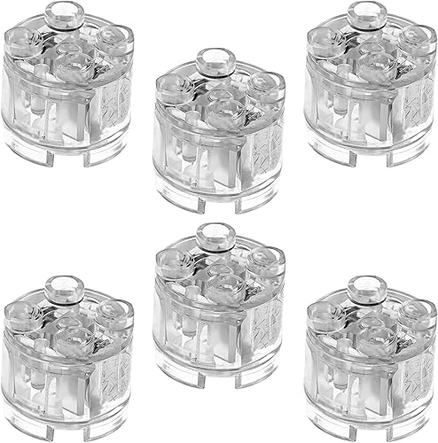 ASTEM Kit de accesorios de ladrillos iluminados de color blanco claro, paquete de ladrillos de luz LED transparente clásico de 2 x 2, 6 piezas de