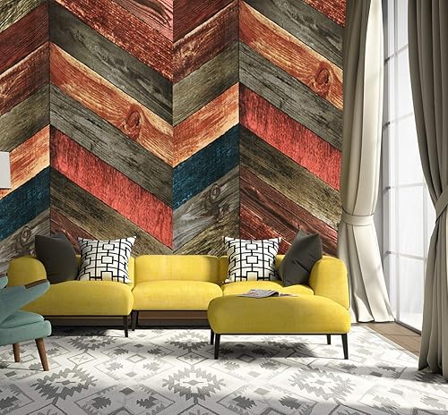 JLHOUSE Papel tapiz de vinilo con diseño de espiga de madera, para pegar y despegar rústico, autoadhesivo, para decoración de pared de dormitorio,