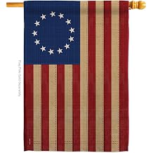 Breeze Decor - Betsy Ross Vintage Americana - G nl k Tarihi  zlenimler Dekoratif Dikey Ev Bayra  71 cm x 101 cm ABD'de Bas lm t r