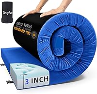 Vista 9 de Kingfun 3 Inch CertiPUR-US Memory Foam Camping Mattress, Waterproof Roll up Sleeping Pad, Thick Floor Sleeping Mats for Tent with Removable Travel