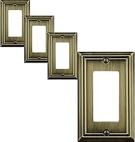 Vista 8 de Placa de pared de metal Adler con cubierta triple para interruptor de luz, paquete de 2 unidades de latón antiguo de 3 bandas, cubierta decorativa