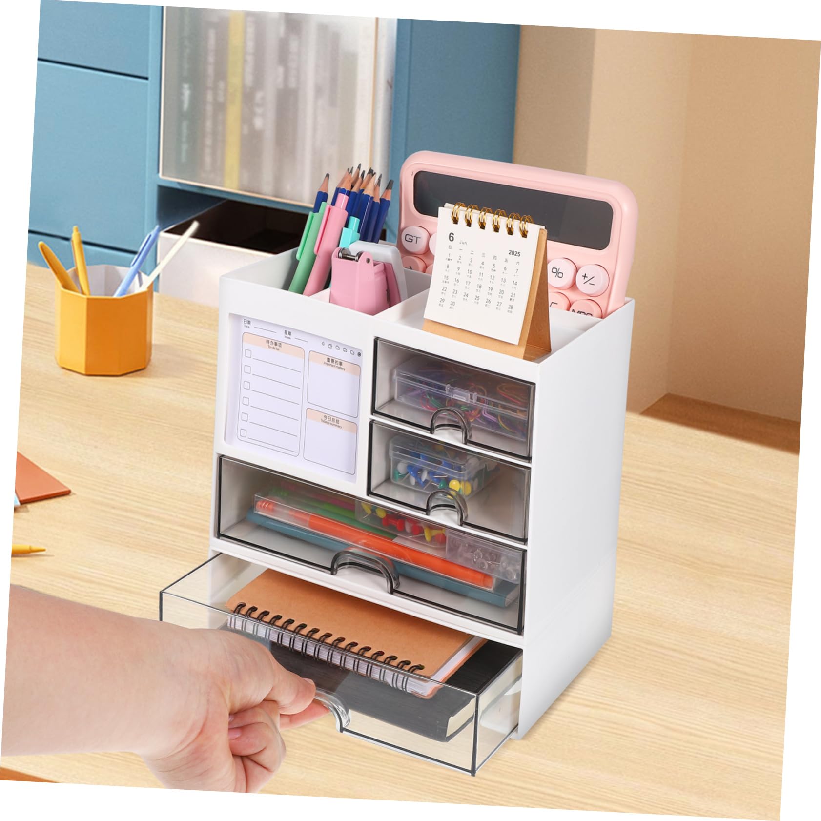Alipis Caja de Plástico para Organizar Maquillaje y Útiles Escolares Organizador de Escritorio con Hogar Cajón de Almacenamiento para Papelería de Oficina