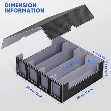 Dayacoco Four Rows Card Deck Box, Trading Card Storage Box for 2800+ Cards