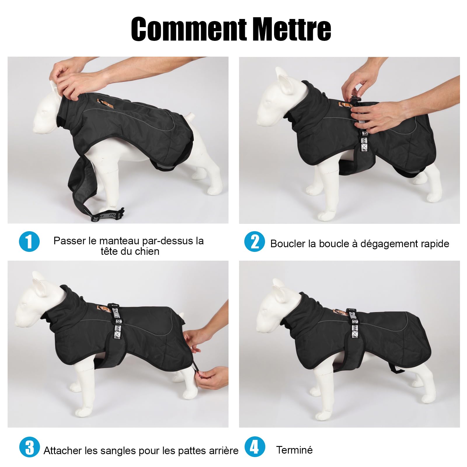 FEimaX Manteau d'hiver pour Chien Veste Chaud Coupe-Vent Réfléchissant 6XL Noir