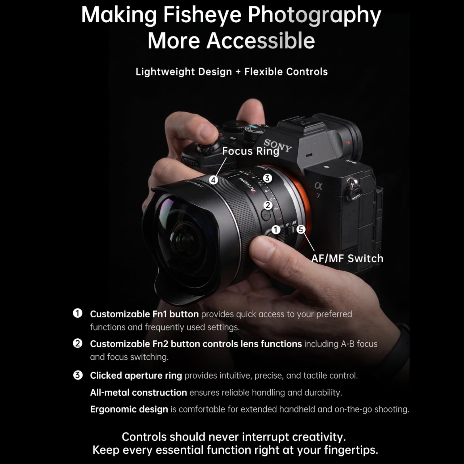 7artisans AF 10 mm F2.5 MAX pełny format Fisheye E-Mount Objekti