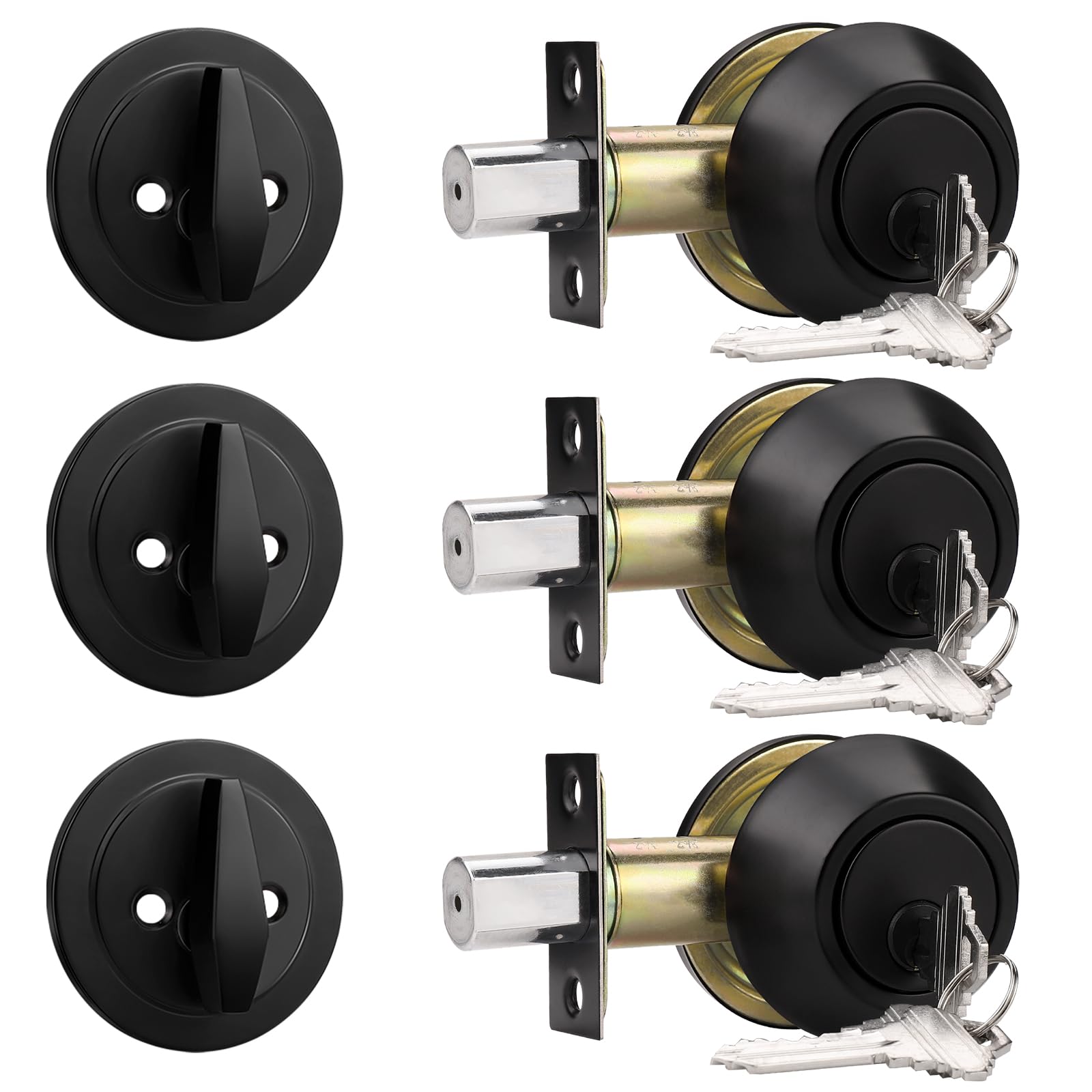 Verrou à pêne dormant noir Probrico lot de 3 pour remplacer serrure porte bois