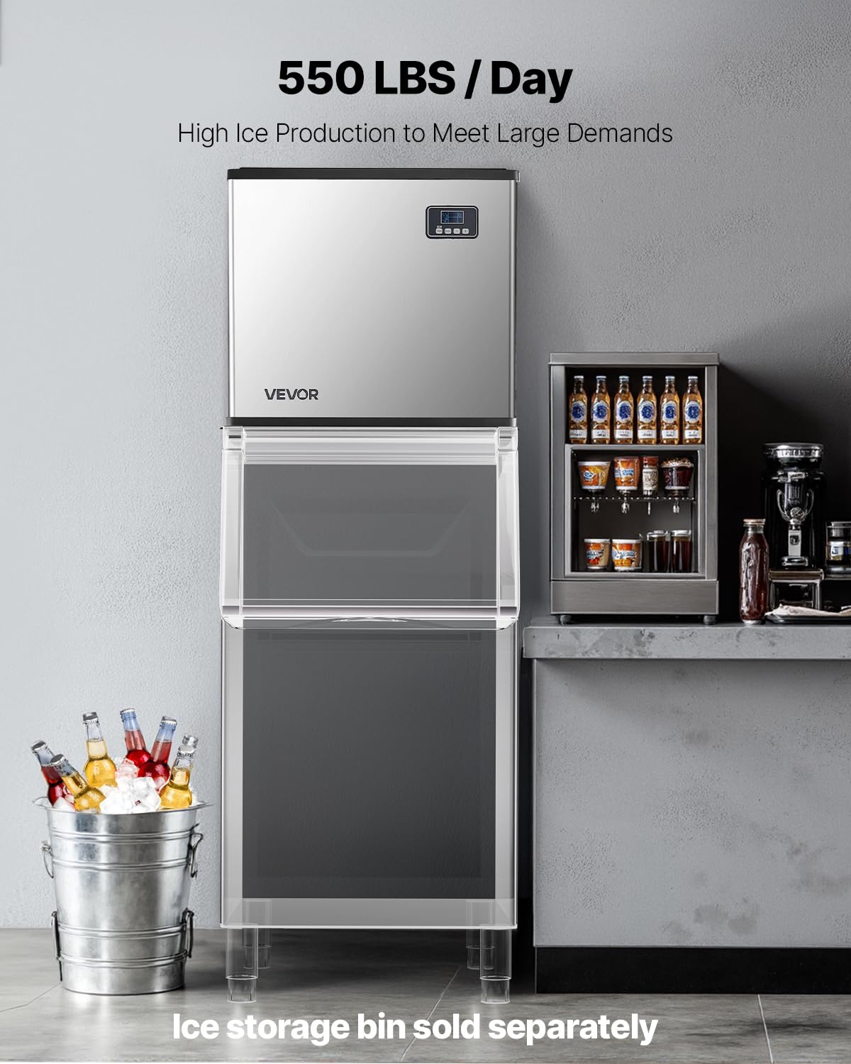 VEVOR kommerzielle Eismaschine – Kopf, 249,5 kg/Tag Eisbereiter mit Selbstreinigung, zeitgesteuerter Eisherstellung, einstellbarer Dicke, für Restaurants Bars Cafés und Hotels – nur Kopf