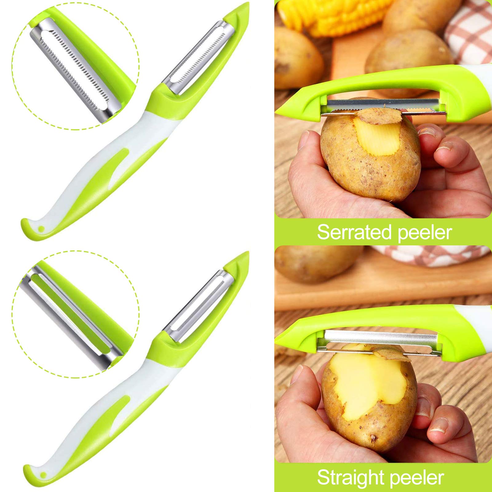 2 stuks dunschiller, premium aardappelschiller, groenteschiller, streep, professionele komkommerschiller, aspergeschiller, testwinnaar van roestvrij staal, aardappelschiller, wortelschiller