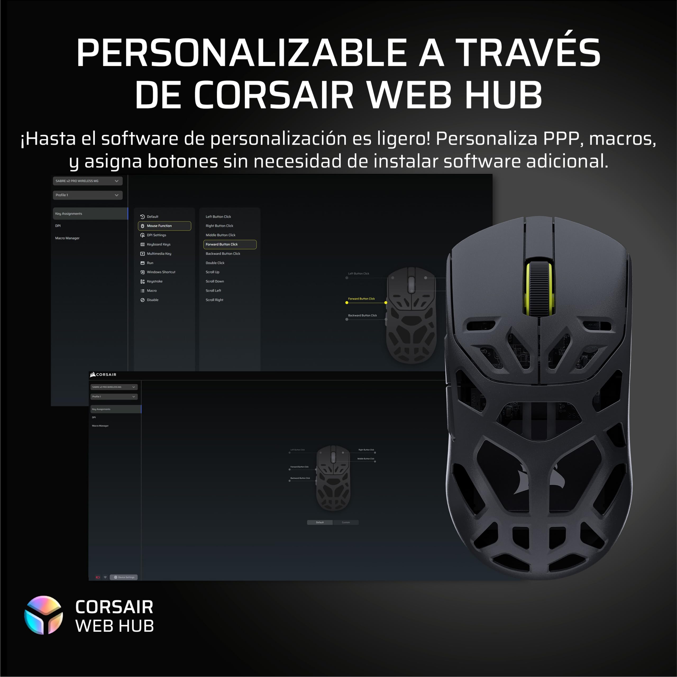 Corsair Sabre v2 Pro Wireless MG FPS Ratón para Juegos – Negro | Sensor MARKSMAN S de 33 000 ppp, Sondeo Avanzado de 8.000 Hz, Magnesio Duradero, Ligero, Batería de Hasta 120 Horas