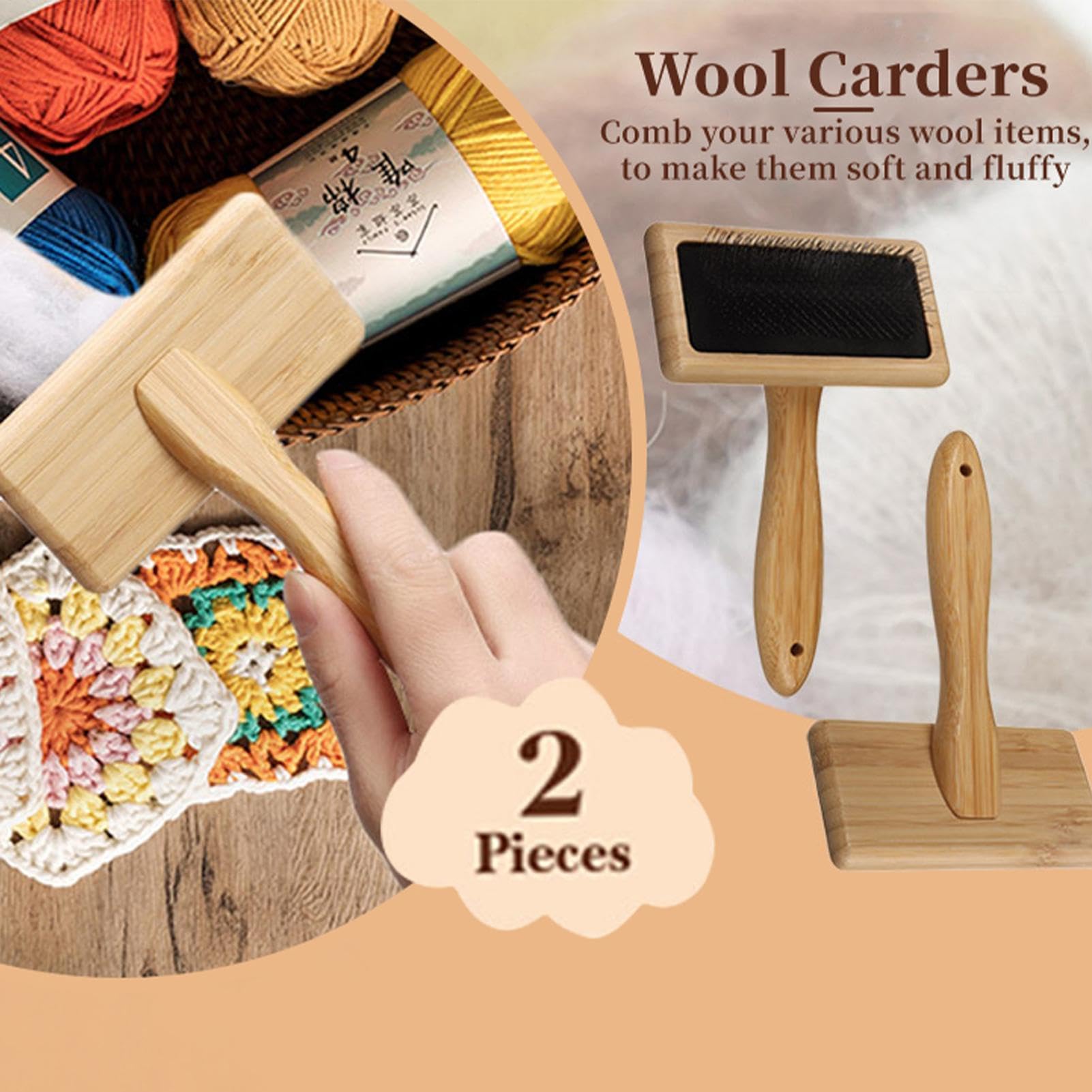 Brosses De Cardage Pour La Laine Carde ergonomique lisse et