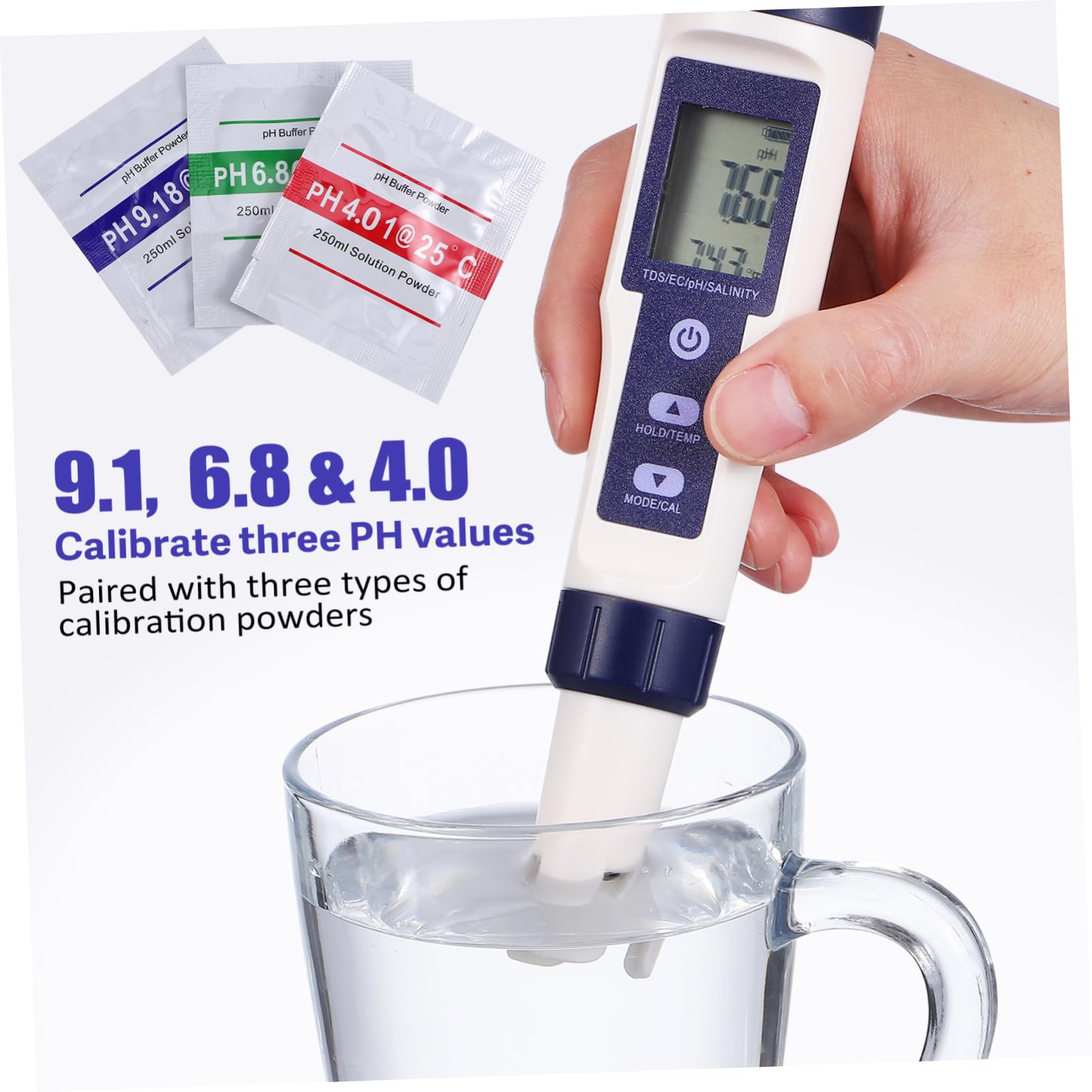 5-in-1 Digitaler Wassertester für Wasserqualität, Ph, Ec, Salzgehalt
