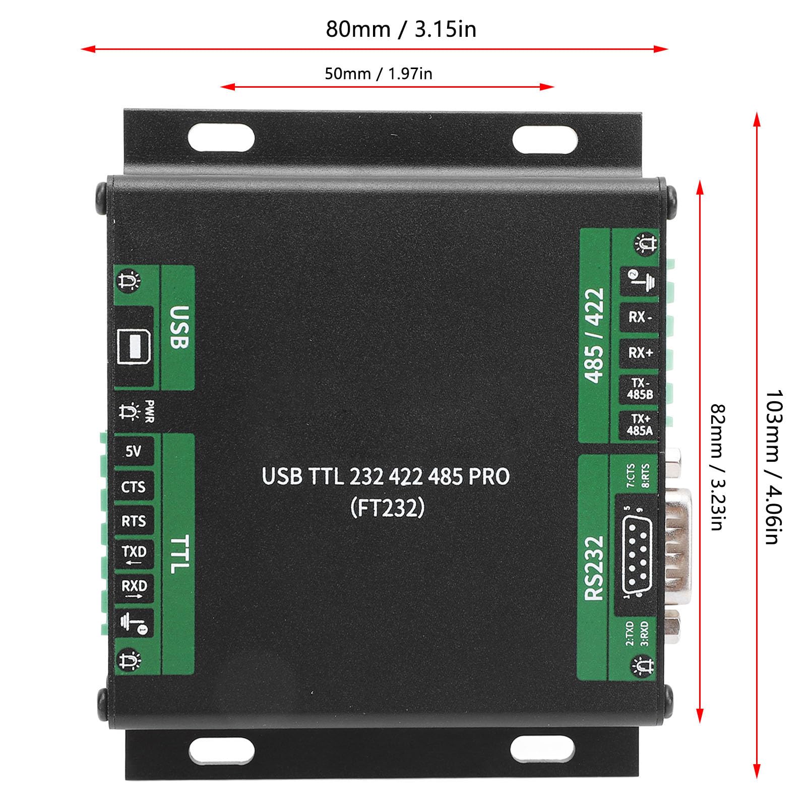 Yosoo USB-zu-RS232-485-422-TTL-Wandler, 9-in-1-industrieller Isolierter Serial-Adapter mit FT232-RL-Chip für Schnellen Datentransfer für Mehrere Geräte