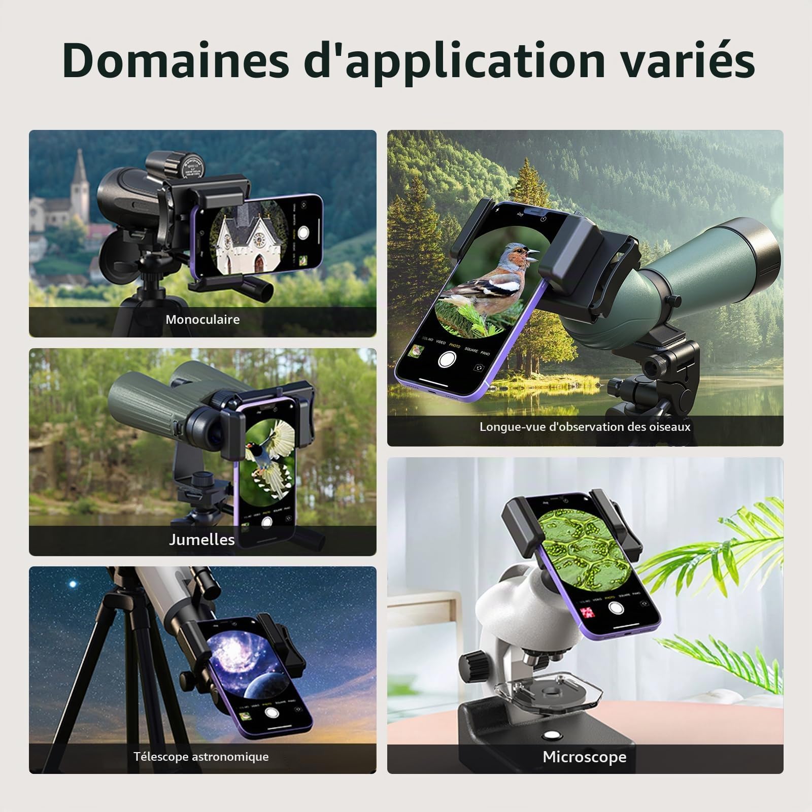 APEXEL Mise à Niveau Adaptateur de téléphone Portable avec déclencheur à Distance,Rotation à 360 °Compatible avec Jumelles monoculaires et microscopes,Adaptateur télescopique pour Smartphones