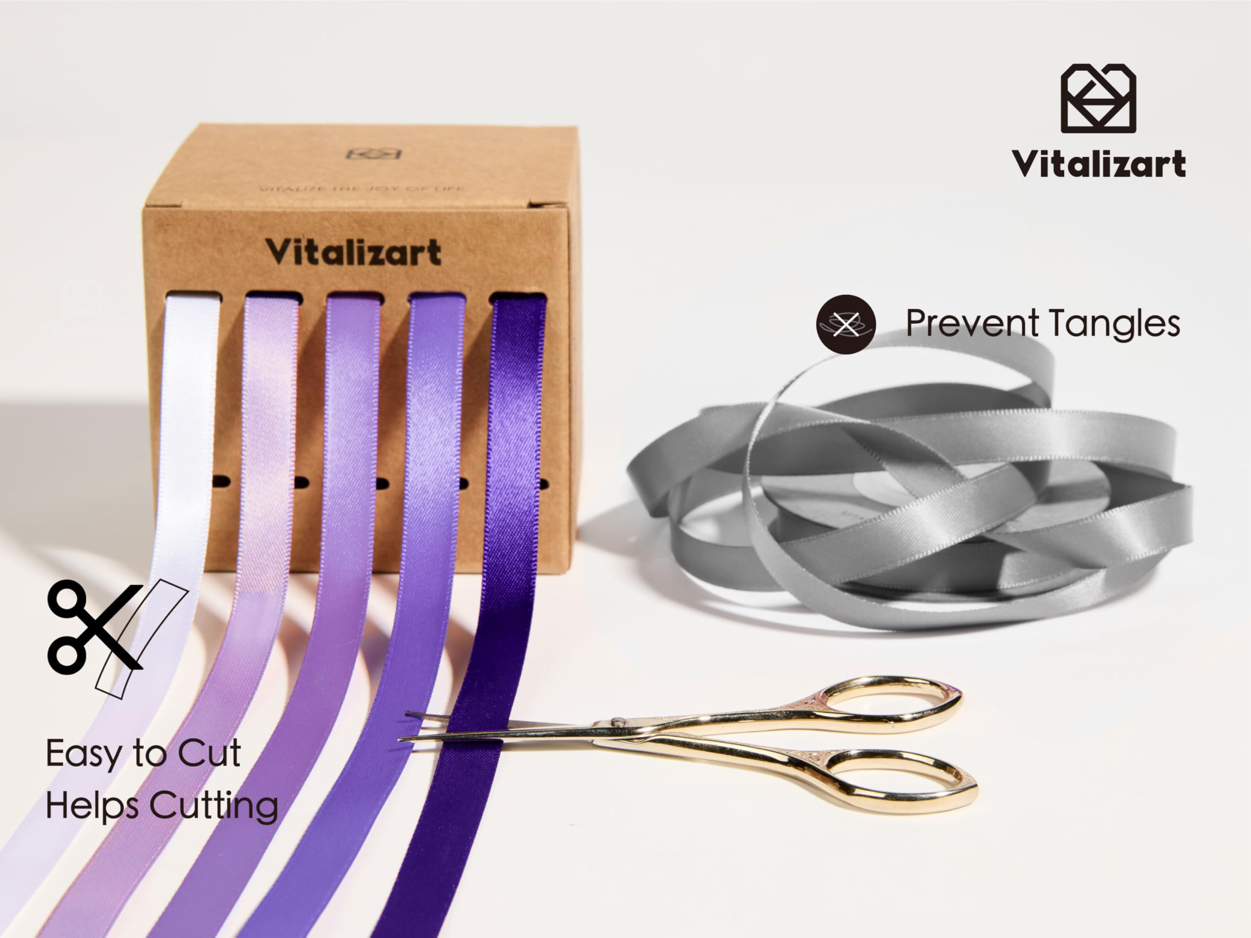 Vitalizart Purple Series Satin Ribbon for Crafts 3/8'' x 50Yd (5 Rolls x 10Yd) - Image 3