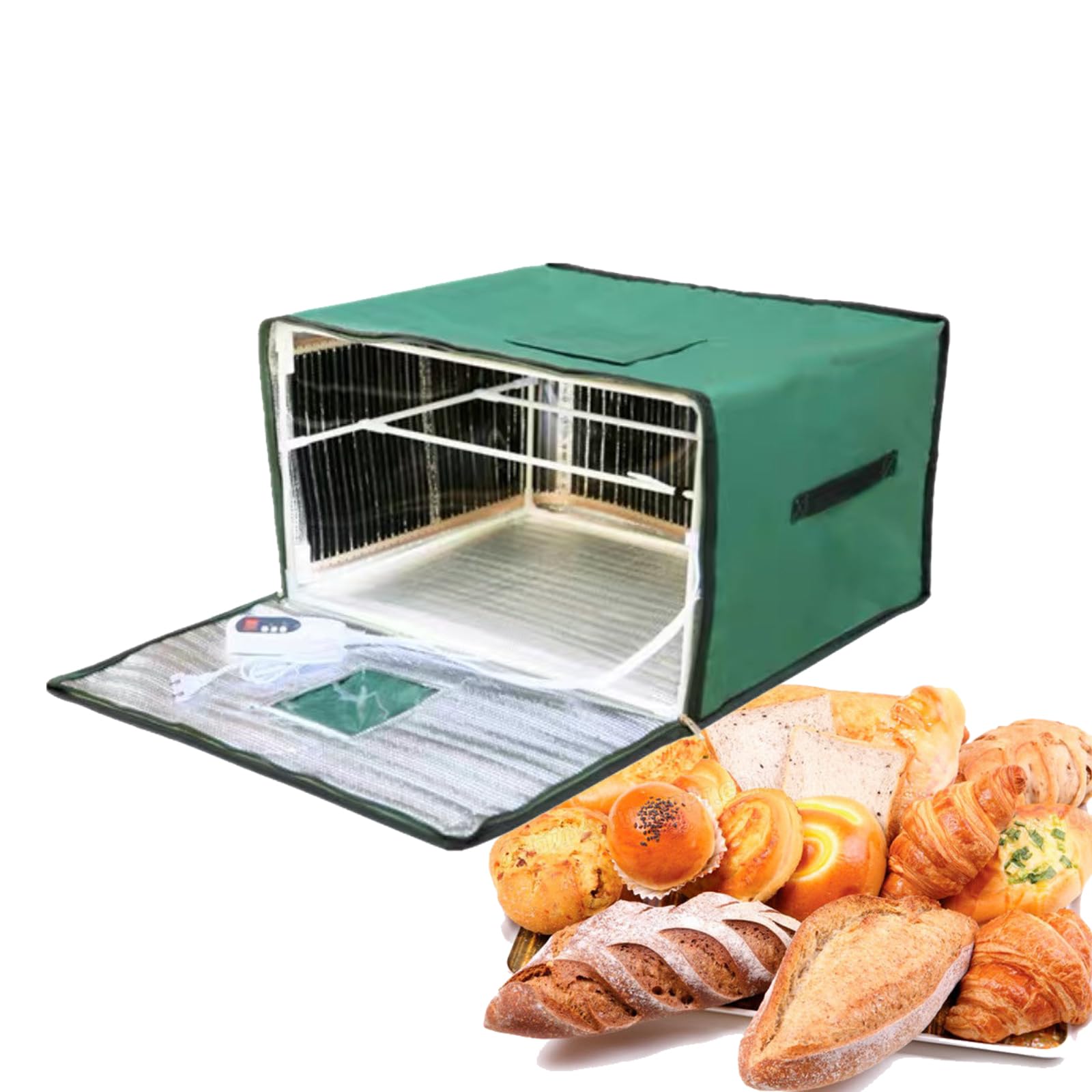 EnweMahi Bread Fermentation Box, Large Bread Proofing Box, Adjustable Temperature, Pizza Bread Proofing Tools, Yogurt, Rice Wine, Bread Proving Container Green L