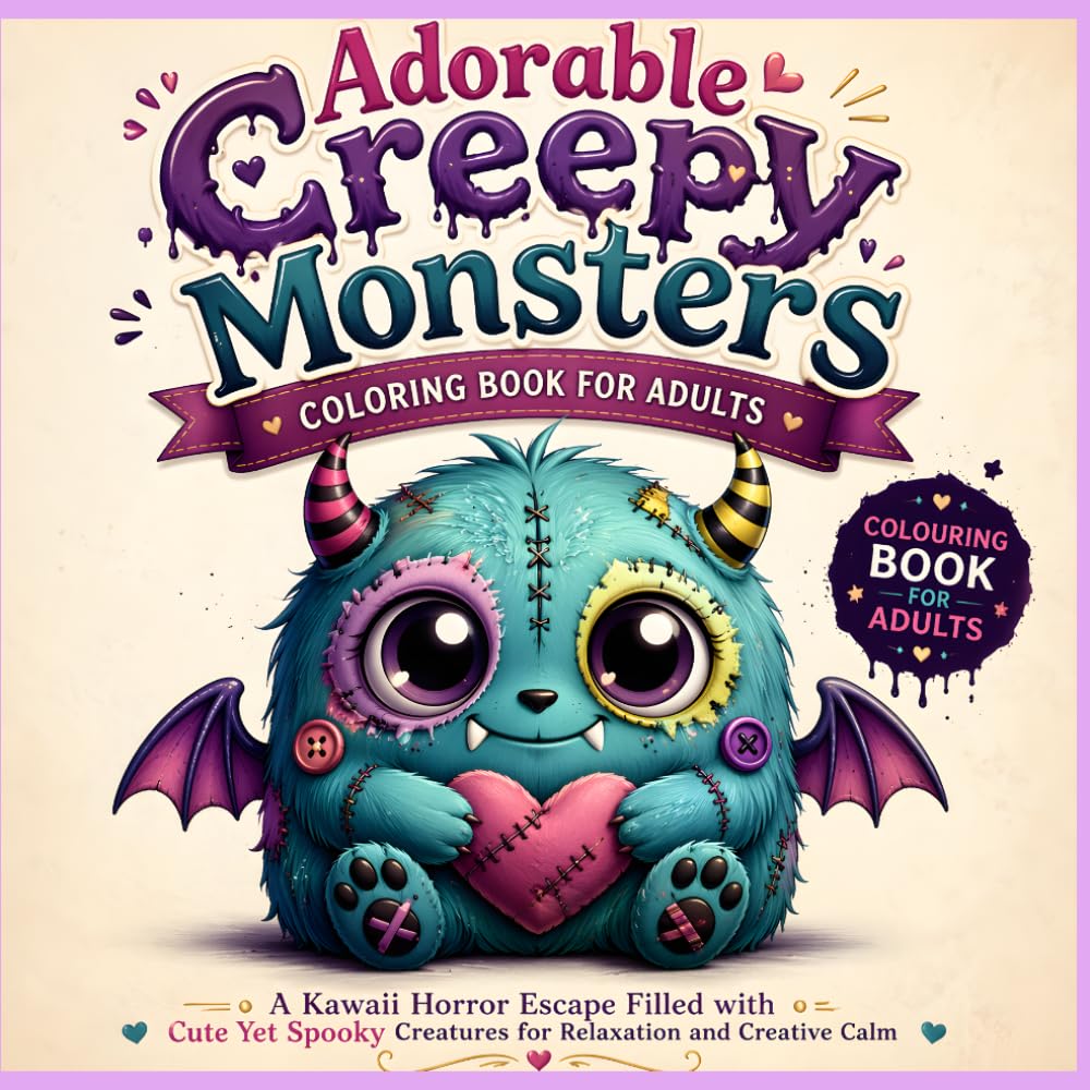 Adorable Creepy Monsters Colouring Book For Adults: A Kawaii Horror Escape Filled with Cute Yet Spooky Creatures Fore Relaxation and Creative Calm