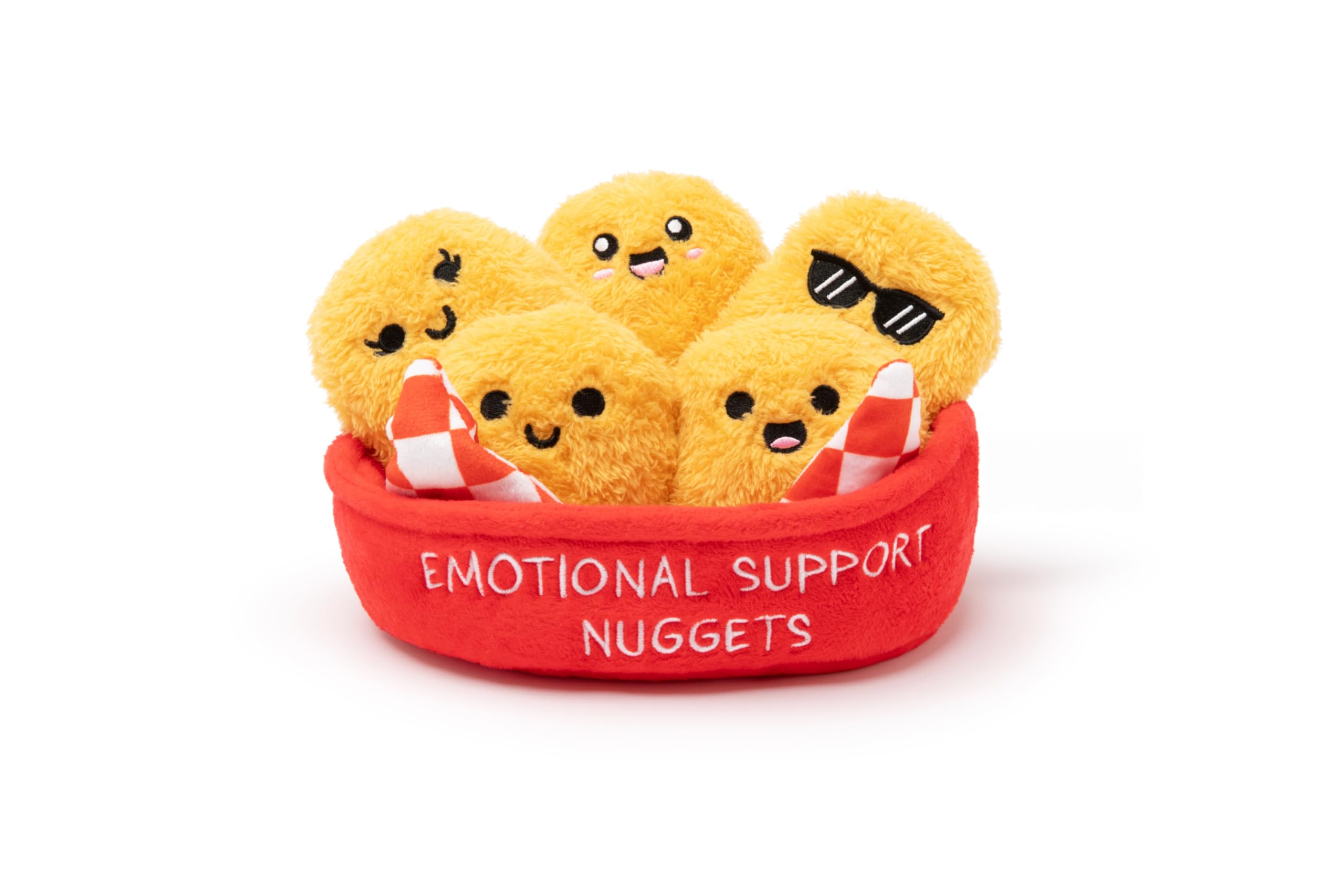 Emotional Support Chicken Nuggets by Relatable, Cuddly Stuffed Animals and Toys, Squishy Toys and Plushies, Great Gift Ideas for Loved Ones of All Ages, Includes 5 Plushies with Carrying Basket